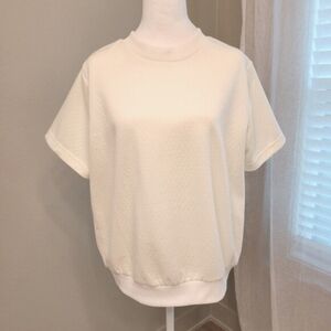 Bon Worth Vintage White Crewneck Sweatshirt Diamond Stitch Soft Grandma